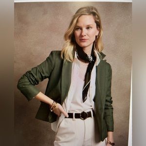 NWT Banana Republic olive green classic blazer with subtle herringbone pattern.